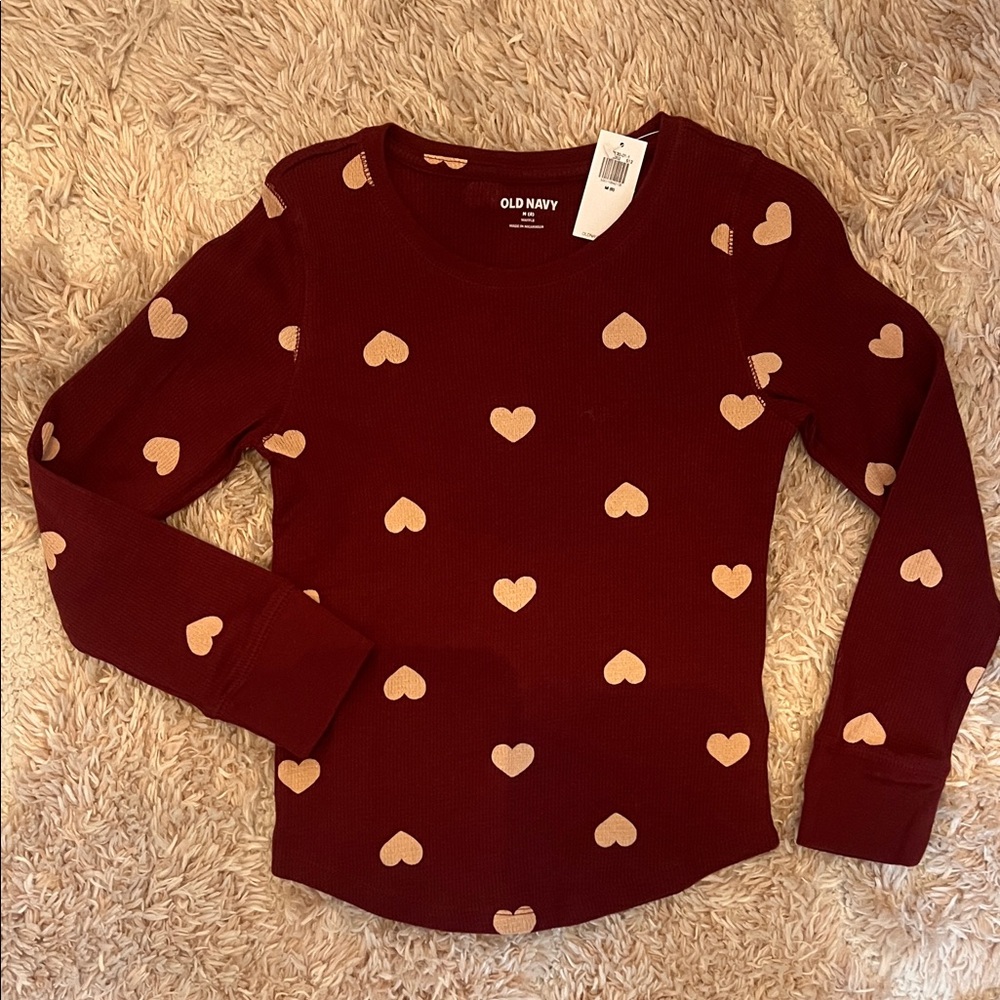 Old Navy Burgundy Shirt with Heart Pattern